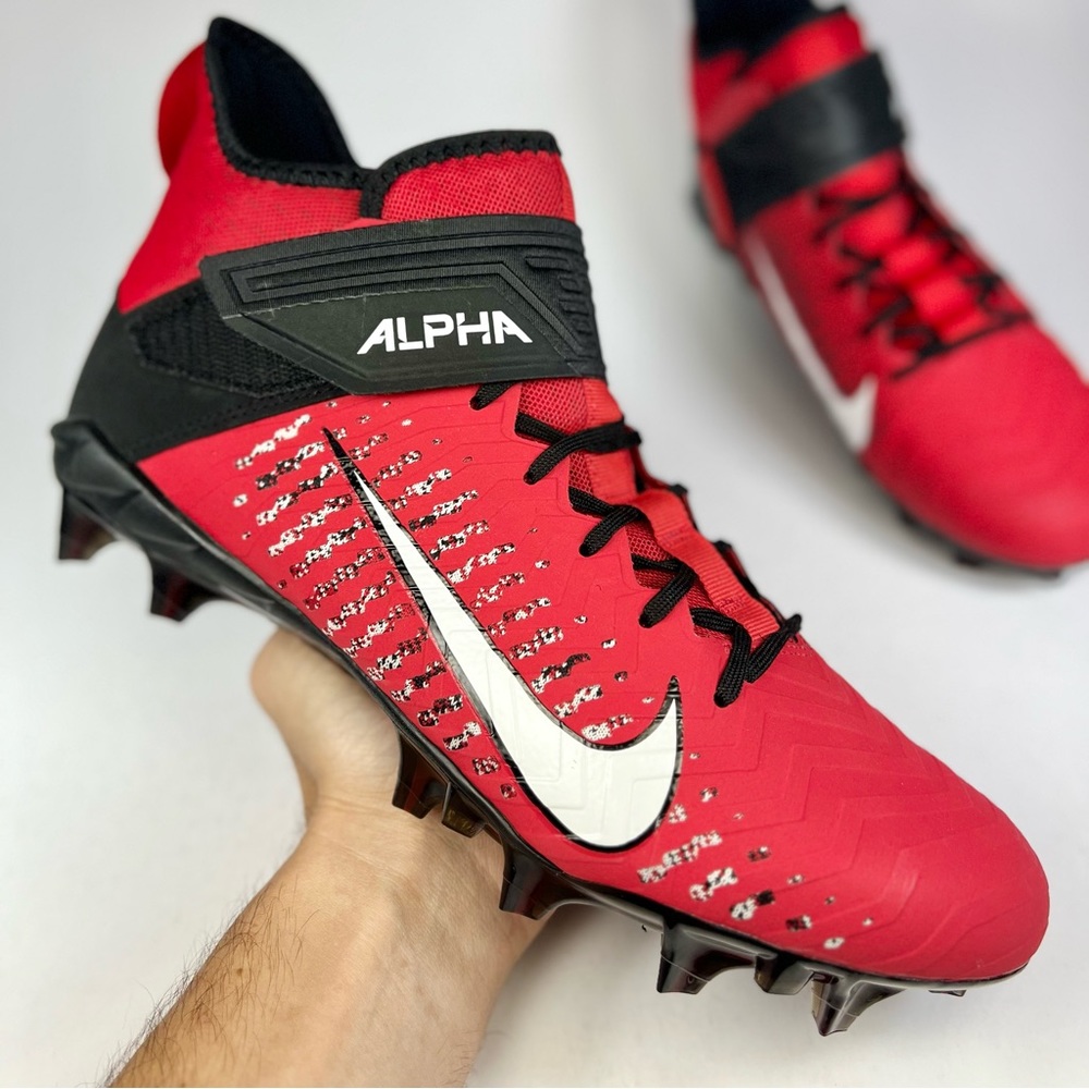 Nike Alpha Menace Pro 2 Mid University Red Black Football Cleats